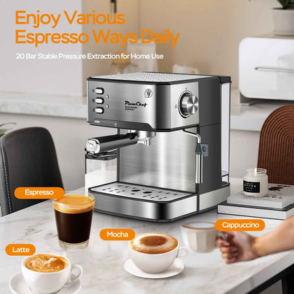 Professional steam wand creating silky microfoam - Perfect milk texture for latte art - Become your own barista with commercial-grade steam power
