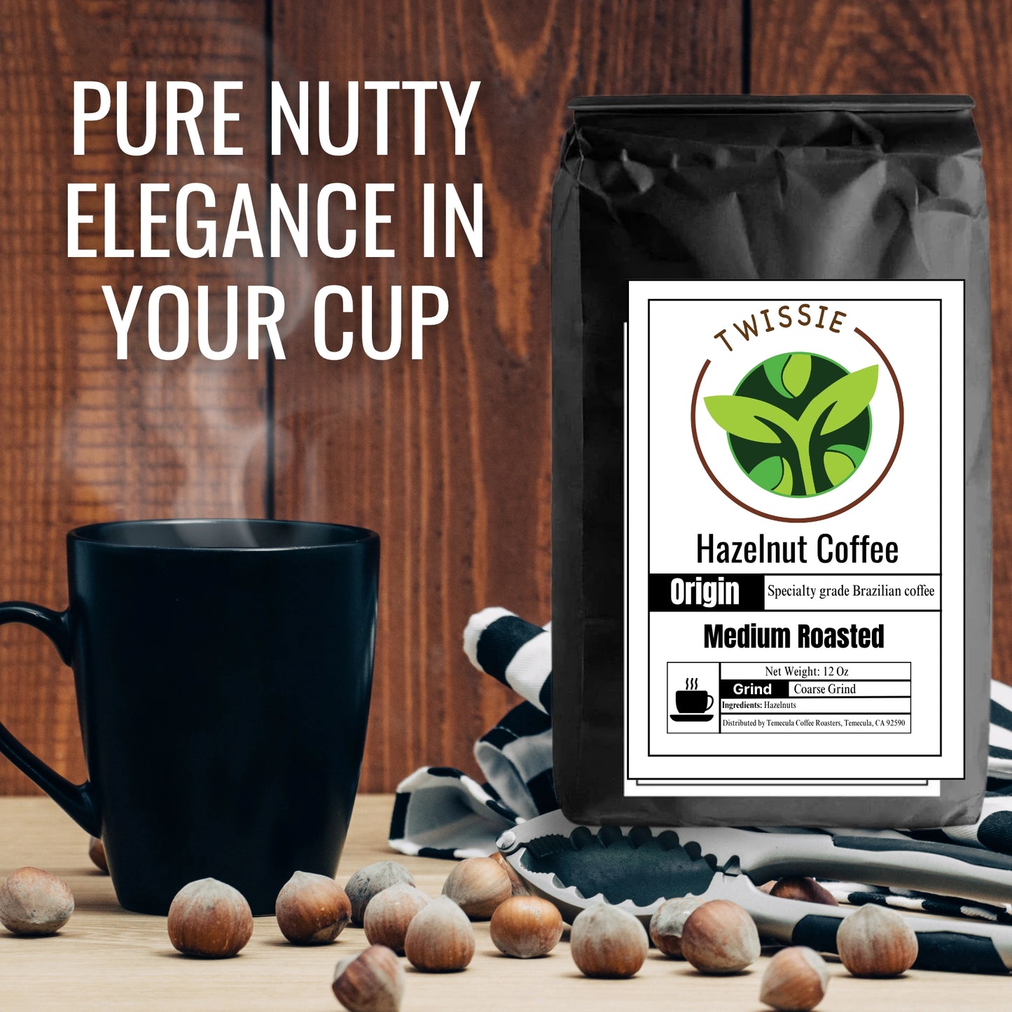 Shop Hazelnut Coffee – elegant gourmet medium roast coffee for a premium coffee experience at home or office