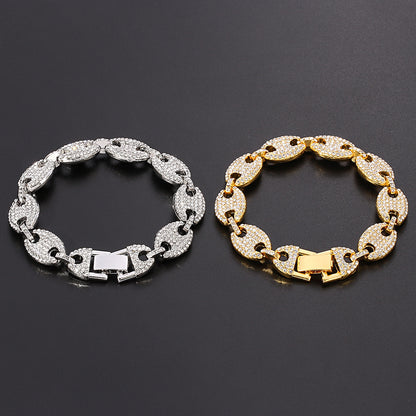 Coffee Bean Cuban Bracelet — Unisex Alloy Electroplated Pig Nose Design - Twissie