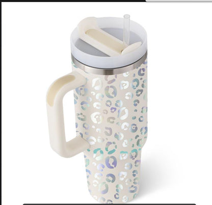 40 Oz Tumbler With Handle Straw Insulated, Stainless Steel Spill Proof Vacuum Coffee Cup Tumbler With Lid Tapered Mug Gifts For Valentine Lover Suitable For Car Gym Office Travel - Twissie