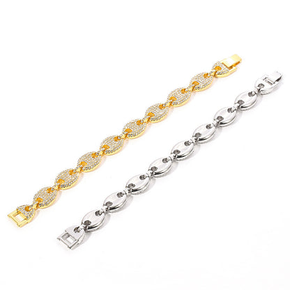 Coffee Bean Cuban Bracelet — Unisex Alloy Electroplated Pig Nose Design - Twissie