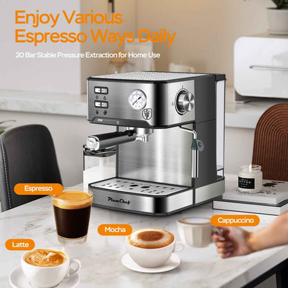 Commercial 20-bar pump system - Ideal pressure for perfect espresso extraction - Professional results that rival coffee shops