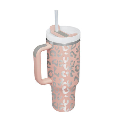 40 Oz Tumbler With Handle Straw Insulated, Stainless Steel Spill Proof Vacuum Coffee Cup Tumbler With Lid Tapered Mug Gifts For Valentine Lover Suitable For Car Gym Office Travel - Twissie