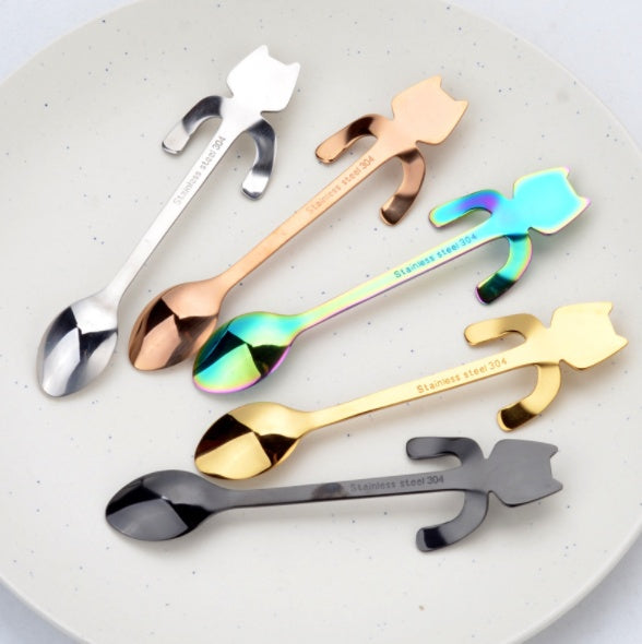 Cute Coffee Spoons Cat & Bear  - Creative Cartoon Handle Stainless Steel Stirring Spoon - Twissie
