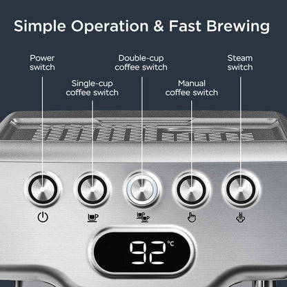 Commercial portafilter included with Geek Chef - Achieve rich espresso with perfect crema
