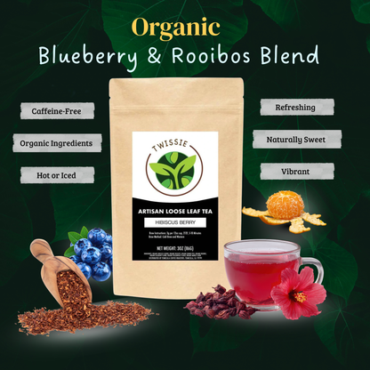 Hibiscus Berry Tea — Organic Blueberry & Rooibos Blend (Loose / Sachets)