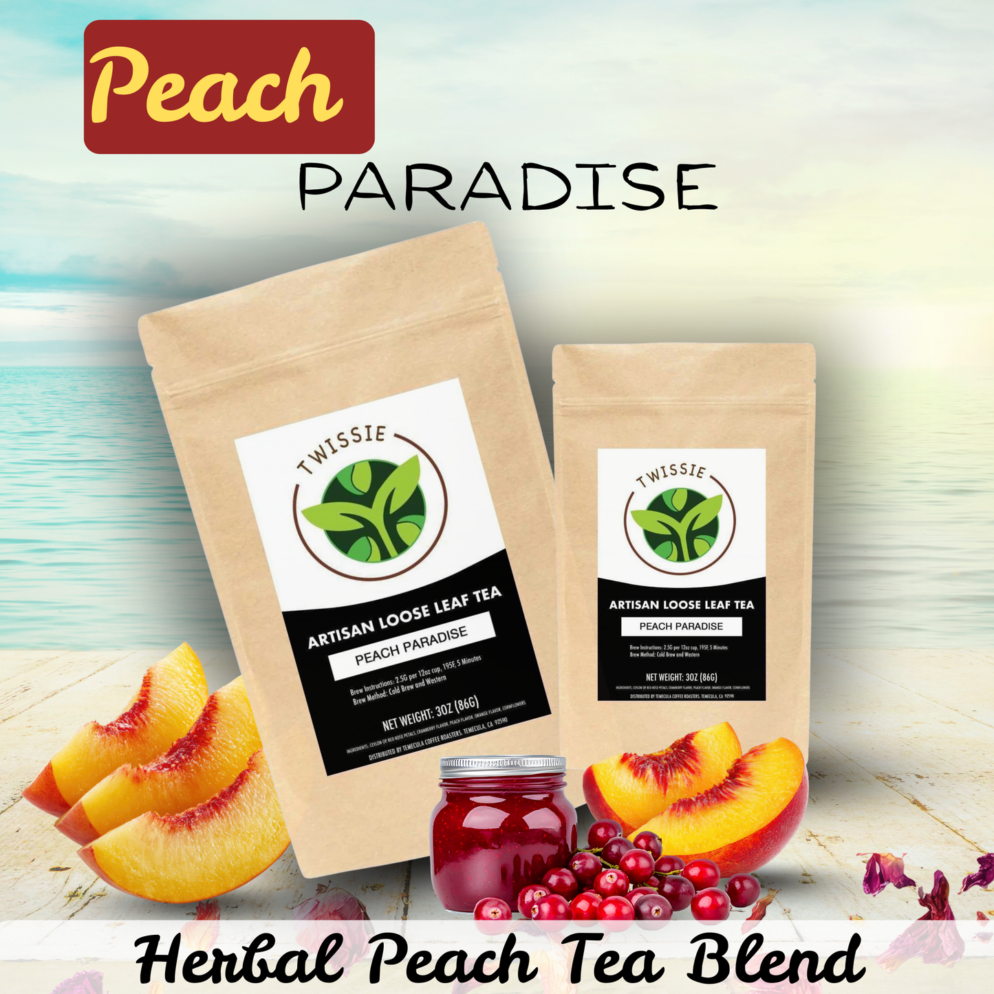 Peach Paradise — Peach Tea Herbal (Loose Leaf / Sachets)