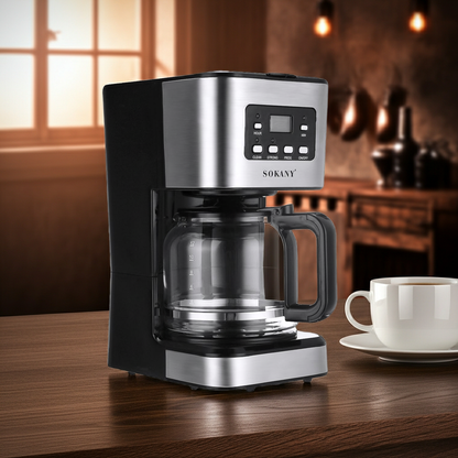 12-Cup Semi-Automatic Drip Coffee Maker with Milk Frother — American Style