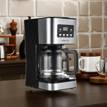 12-Cup Semi-Automatic Drip Coffee Maker with Milk Frother — American Style