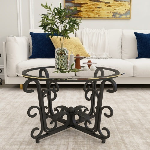 3 Piece Tempered Glass Surface Coffee Table Set Decor Coffee Table - Twissie