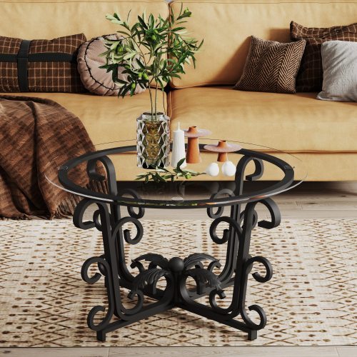 3 Piece Tempered Glass Surface Coffee Table Set Decor Coffee Table - Twissie