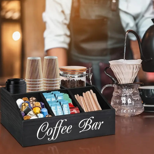 Elegant wooden coffee capsule storage box for home or café