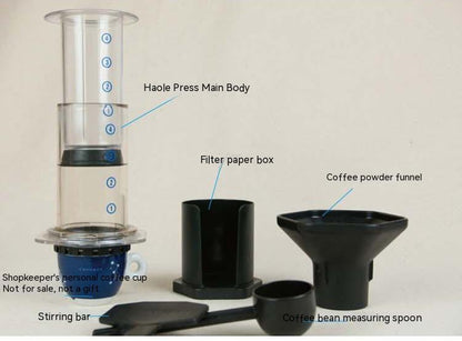 Portable Manual French Press Coffee Machine With 350 Pieces Of Coffee Filter Paper - Twissie